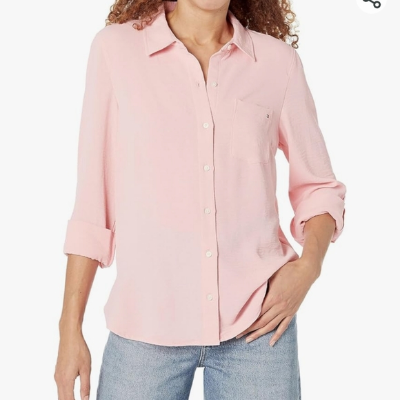 Tommy Hilfiger Tops - Tommy Hilfiger pink 100% cotton blouse size small